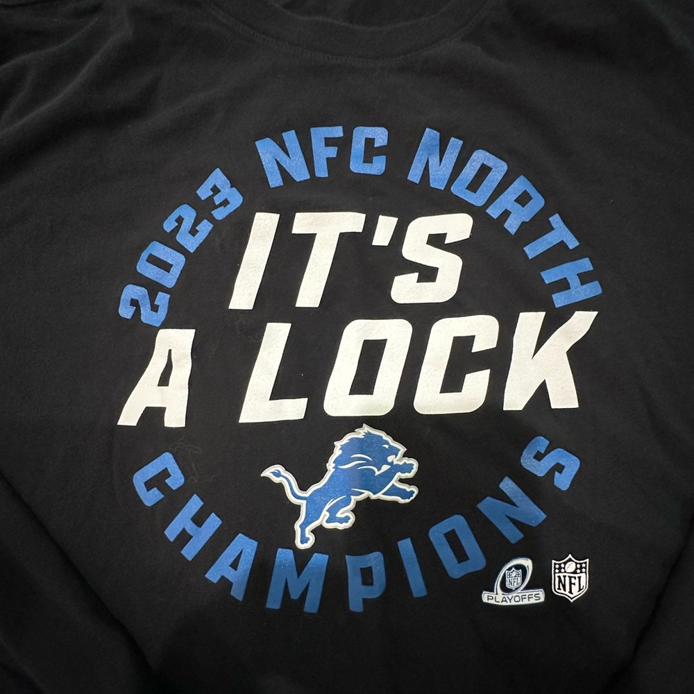 DETROIT LIONS XL Black NFC North Champions T-Shirt NIKE